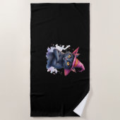 Niedliche Schwarze Katze in Hexenhut - Zauberhafte Strandtuch (Vorderseite)