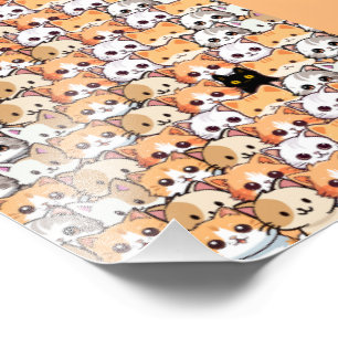 Niedliche schwarze Katze in orangefarbenen Katzen Fotodruck