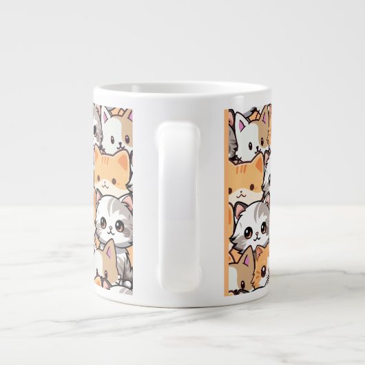 Niedliche schwarze Katze in orangefarbenen Katzen Jumbo-Tasse (Rückseite)