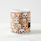 Niedliche schwarze Katze in orangefarbenen Katzen Jumbo-Tasse (Vorderseite)