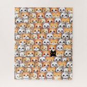 Niedliche schwarze Katze in orangefarbenen Katzen  Puzzle (Vertikal)