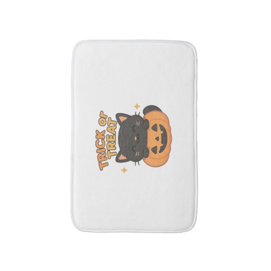 Niedliche Schwarze Katze in Pumpkin - Trick oder T Badematte (Vorderseite Vertikal)