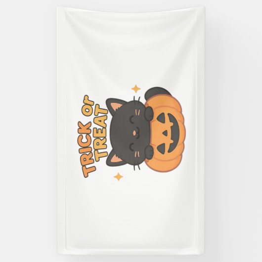 Niedliche Schwarze Katze in Pumpkin - Trick oder T Banner (Vertikal)