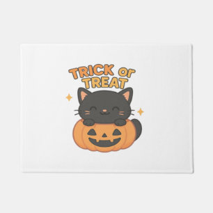 Niedliche Schwarze Katze in Pumpkin - Trick oder T Fußmatte