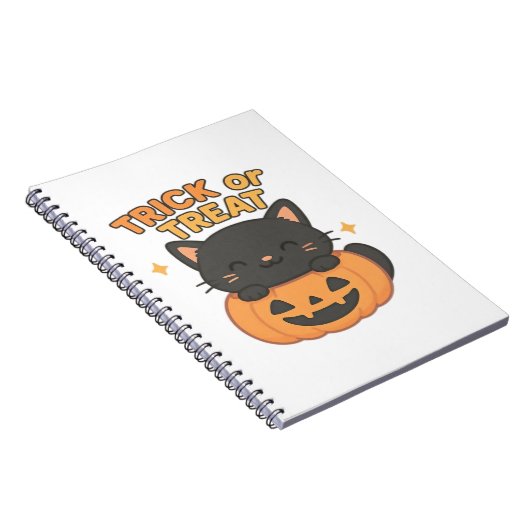 Niedliche Schwarze Katze in Pumpkin - Trick oder T Notizblock (Rechte Seite)