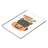 Niedliche Schwarze Katze in Pumpkin - Trick oder T Notizblock (Linke Seite)