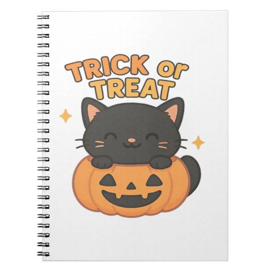Niedliche Schwarze Katze in Pumpkin - Trick oder T Notizblock (Vorderseite)