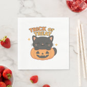 Niedliche Schwarze Katze in Pumpkin - Trick oder T Serviette (Beispiel)