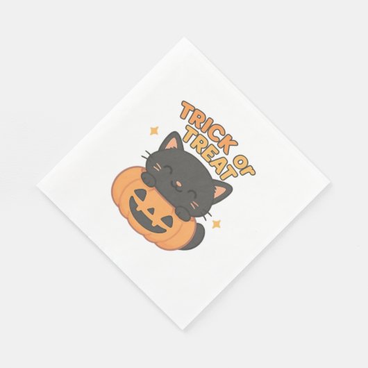 Niedliche Schwarze Katze in Pumpkin - Trick oder T Serviette (Ecke)