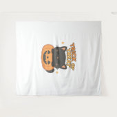 Niedliche Schwarze Katze in Pumpkin - Trick oder T Wandteppich (Vorderseite (Horizontal))