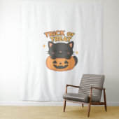 Niedliche Schwarze Katze in Pumpkin - Trick oder T Wandteppich (Beispiel)
