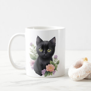 Niedliche schwarze Katze Kaffeetasse