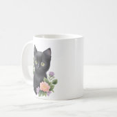 Niedliche schwarze Katze Kaffeetasse (Vorderseite Links)