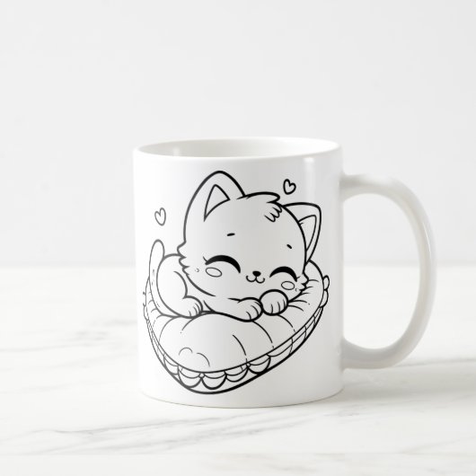 Niedliche Schwarze Katze Kaffeetasse (Rechts)