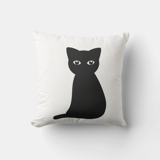 Niedliche Schwarze Katze Kissen (Vorderseite)