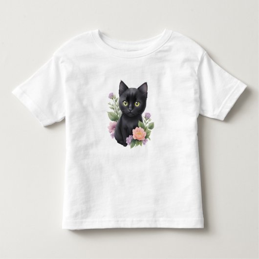 Niedliche schwarze Katze Kleinkind T-shirt (Vorderseite)