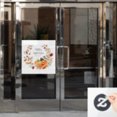 Niedliche schwarze Katze, Kürbis und Herbstblätter Fensteraufkleber (Büro Tür)