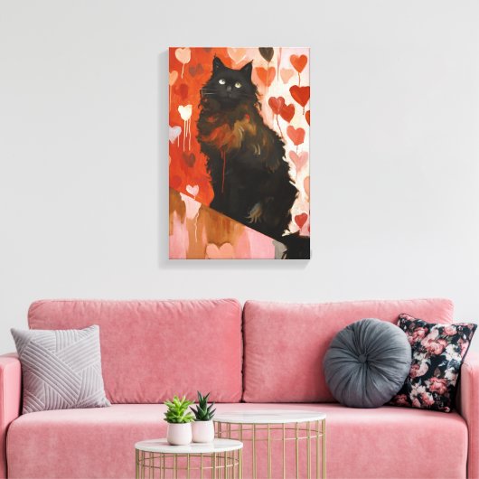 Niedliche Schwarze Katze Leinwanddruck (Insitu (Wohnzimmer))
