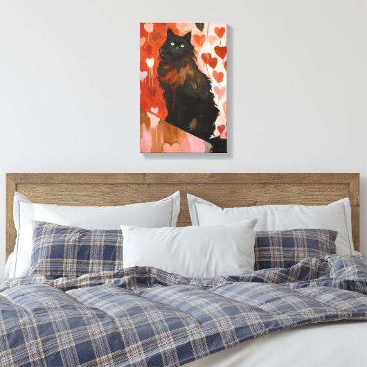 Niedliche Schwarze Katze Leinwanddruck (Insitu (Schlafzimmer))
