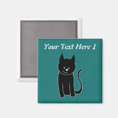 Niedliche Schwarze Katze Magnet (Vorderseite/Rückseite)