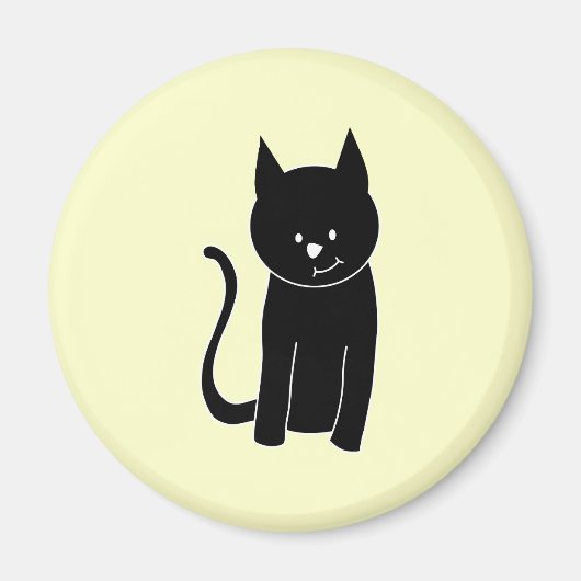 Niedliche Schwarze Katze Magnet (Vorne)