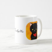 Niedliche Schwarze Katze mit Blume Cat Lover Indiv Kaffeetasse (VorderseiteRechts)