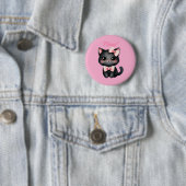 Niedliche Schwarze Katze mit Bow für Halloween-Dek Button (Beispiel)