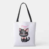 Niedliche Schwarze Katze mit Bow für Halloween-Dek Tasche (Rückseite)