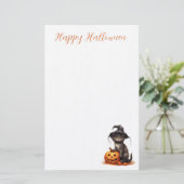 Niedliche Schwarze Katze mit einem Hexenhut mit Pu Briefpapier (Stehend Vorderseite)