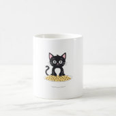 Niedliche Schwarze Katze mit Essen Kaffeetasse (Mittel)