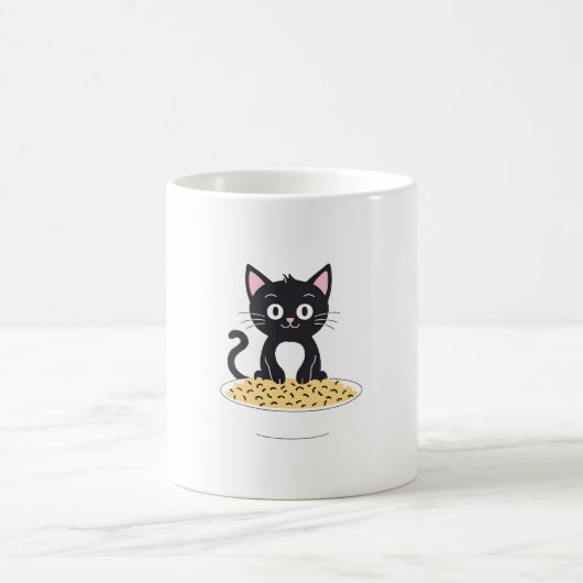 Niedliche Schwarze Katze mit Essen Kaffeetasse (Mittel)