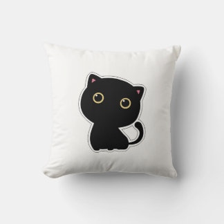 Niedliche schwarze Katze mit gelben Augen Kissen