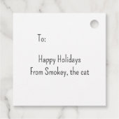 Niedliche schwarze Katze mit gestreiften Geschenkt Geschenkanhänger (Rückseite)