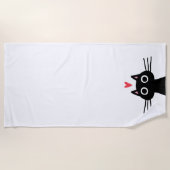 Niedliche Schwarze Katze mit Herz-Beach-Handtuch Strandtuch (Vorderseite)