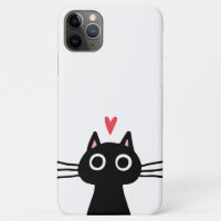 Niedliche schwarze Katze mit Herz