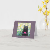 Niedliche Schwarze Katze mit Herz Kitty Sweet I Li Karte (Gelbe Blume)