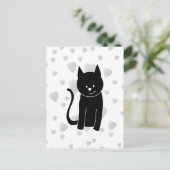 Niedliche schwarze Katze mit Herz. Postkarte (Stehend Vorderseite)