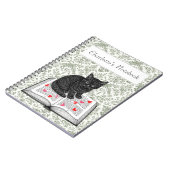 Niedliche schwarze Katze mit Herz Whimsical Goth Notizblock (Linke Seite)