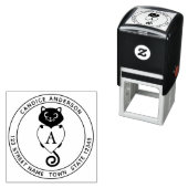 Niedliche schwarze Katze mit Herzmonogramm Permastempel (Beispiel)