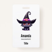 Niedliche schwarze Katze mit Hexenhut Ausweis (Rückseite)