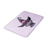 Niedliche schwarze Katze mit Hexenhut Badematte (Schrägansicht)