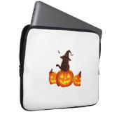 Niedliche schwarze Katze mit Hexenhut, Fledermäuse Laptopschutzhülle (Vorne Rechts)