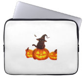 Niedliche schwarze Katze mit Hexenhut, Fledermäuse Laptopschutzhülle (Vorderseite)