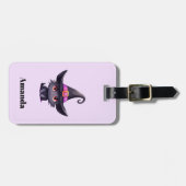 Niedliche schwarze Katze mit Hexenhut Gepäckanhänger (Vorderseite horizontal)