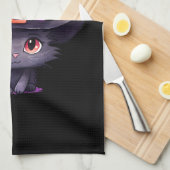 Niedliche schwarze Katze mit Hexenhut Geschirrtuch (Viertel Falte)