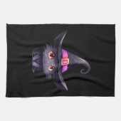 Niedliche schwarze Katze mit Hexenhut Geschirrtuch (Horizontal)
