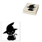 Niedliche schwarze Katze mit Hexenhut Gummistempel (Stempel)