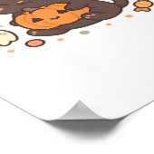 Niedliche Schwarze Katze mit Hexenhut - Kawaii Hal Poster (Ecke)