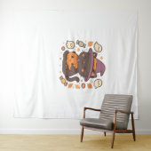 Niedliche Schwarze Katze mit Hexenhut - Kawaii Hal Wandteppich (Beispiel (Horizontal))