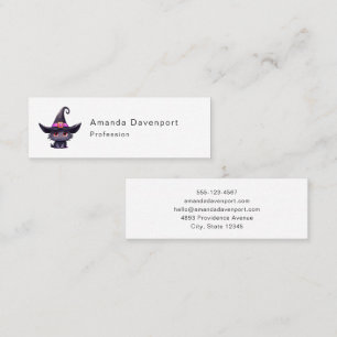 Niedliche schwarze Katze mit Hexenhut Mini Visitenkarte